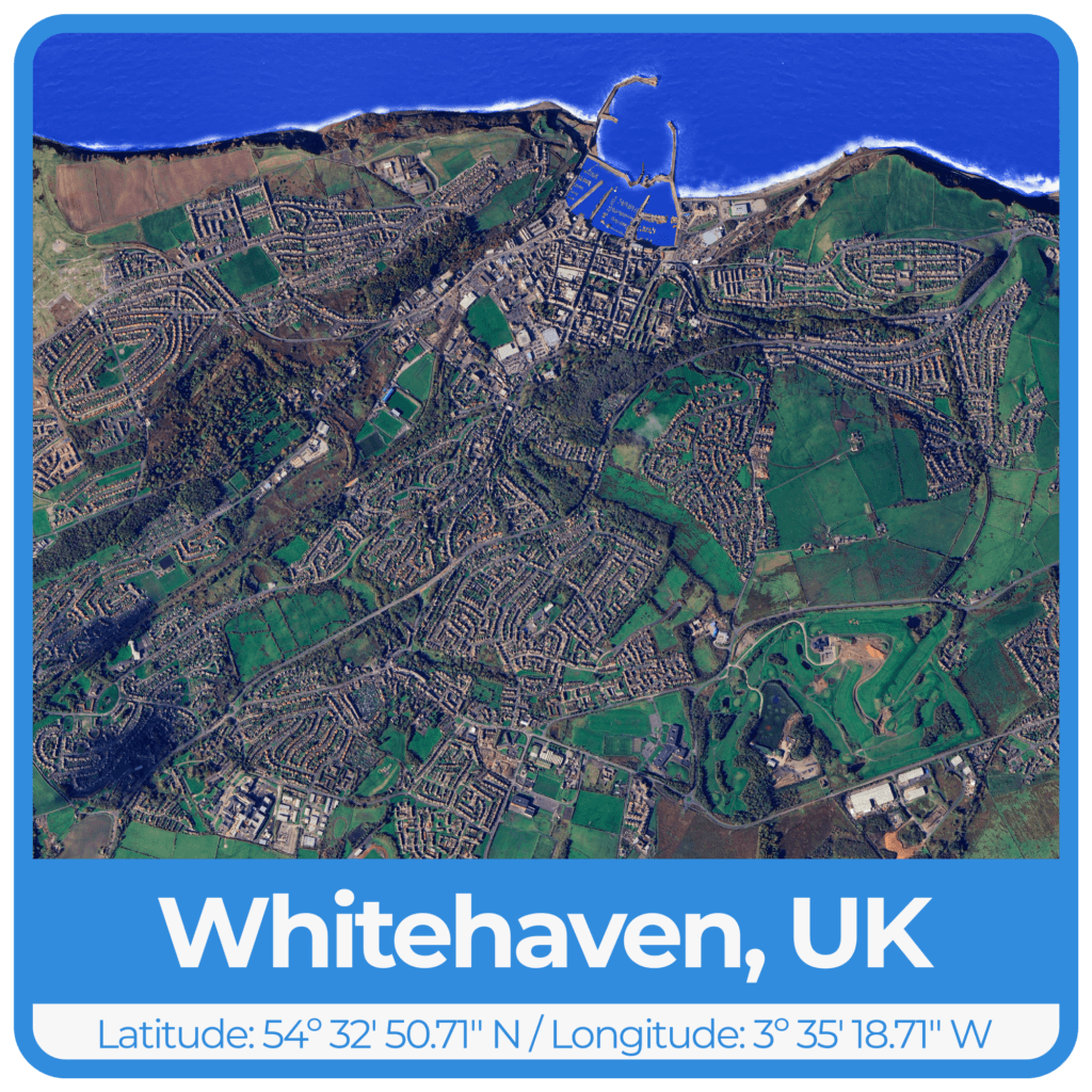 Satellite view of Whitehaven, UK